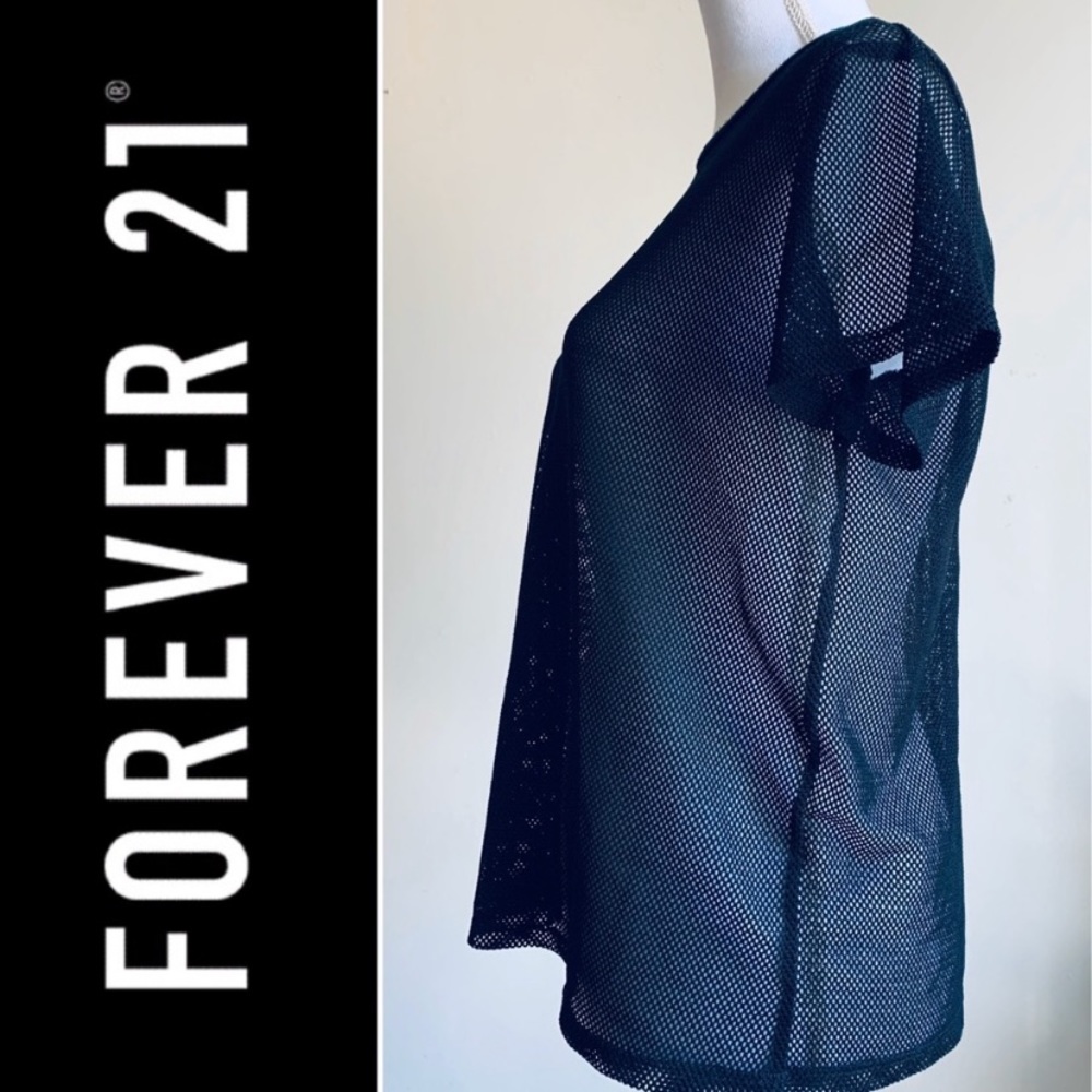 ❤️SOLD❤️Forever 21 Black Short Sleeve Mesh Shirt - Picture 3 of 8